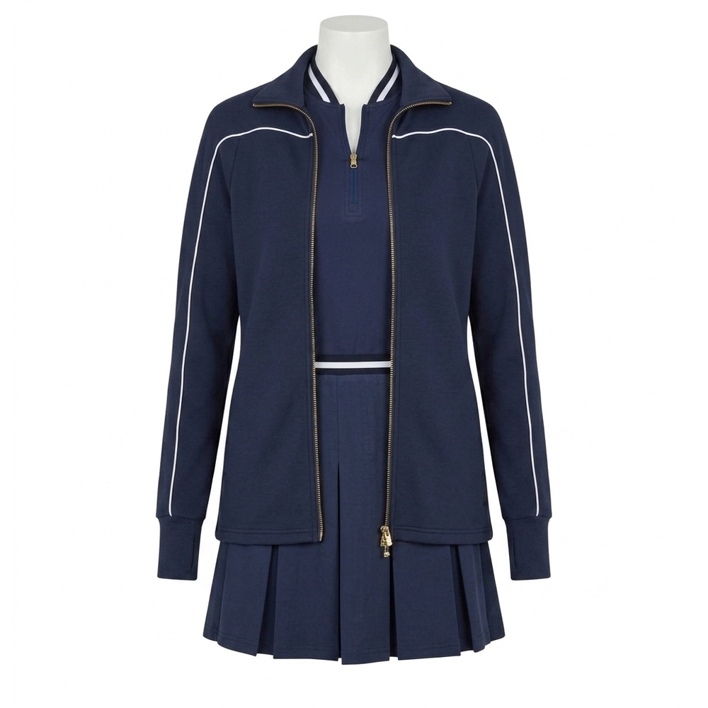 NEW VARLEY palmdale zip-through sweat jacket in blue nights
